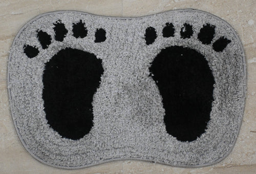 Grey Footprints Bath Mat