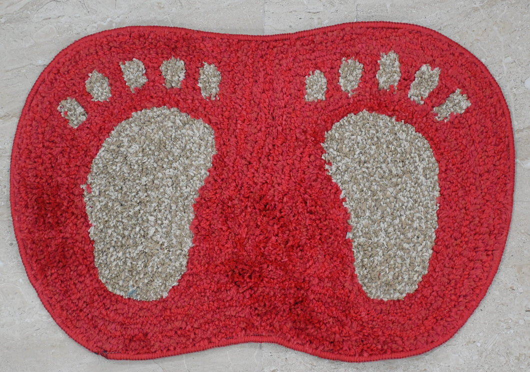 Red Footprints Bath Mat