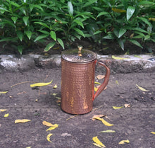 Load image into Gallery viewer, Copper Hammered Jug with Pitambari (1.5 Litre)