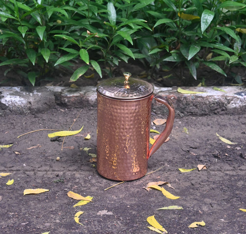 Copper Hammered Jug with Pitambari (1.5 Litre)