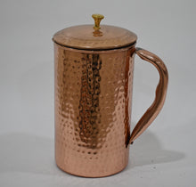 Load image into Gallery viewer, Copper Hammered Jug with Pitambari (1.5 Litre)