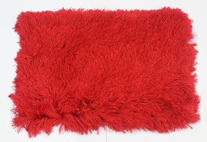 Red Furry Floor Mat