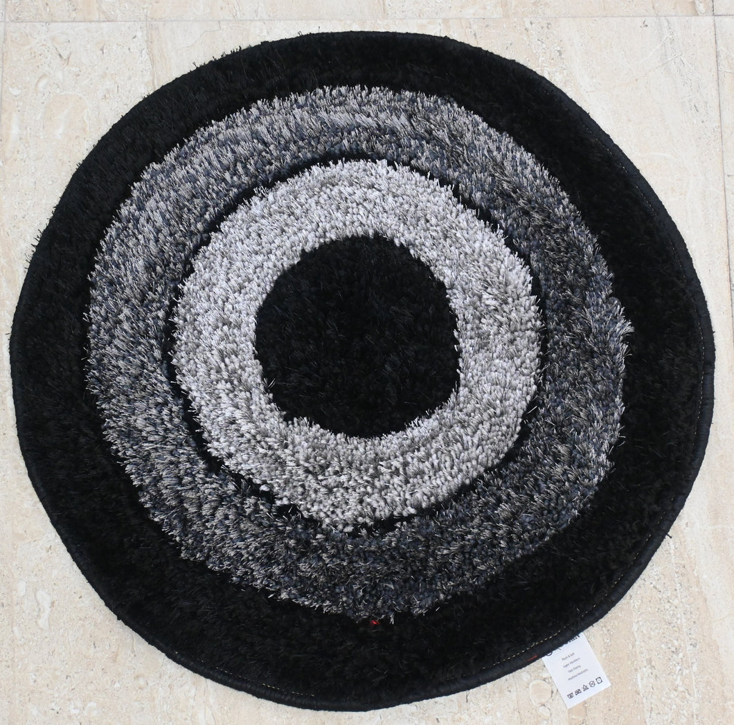 Black & Grey Round Floor Mat