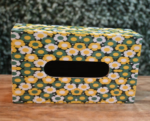 Yellow & Green Floral MDF Printed Tissue Holder