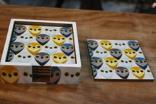 Load image into Gallery viewer, Multicolor Owls MDF Printed Coaster Set With Holder