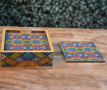 Load image into Gallery viewer, Multicolor Mandala MDF Printed Coaster Set With Holder