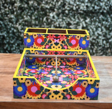 Load image into Gallery viewer, Floral Multicolor MDF Printed Cutlery &amp; Tissue Holder Tray