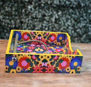 Floral Multicolor MDF Printed Tissue Holder Tray