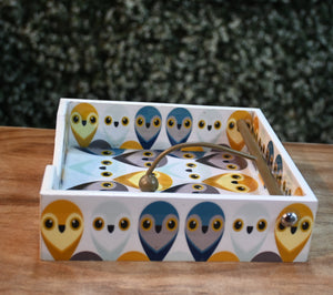 Multicolor Owls MDF Printed Tissue Holder Tray