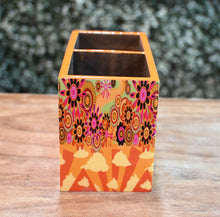 Load image into Gallery viewer, Orange Floral MDF Printed Cutlery Holder