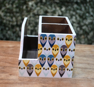 Multicolor Owls MDF Printed Cutlery & Tissue Holder