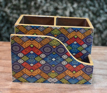 Load image into Gallery viewer, Multicolor Mandala MDF Printed Cutlery &amp; Tissue Holder