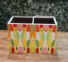 Load image into Gallery viewer, Multicolor Lemon MDF Printed Cutlery &amp; Tissue Holder