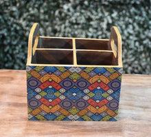 Load image into Gallery viewer, Multicolor Mandala MDF Printed Cutlery Holder with Handles