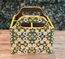Load image into Gallery viewer, Yellow &amp; Green Floral MDF Printed Cutlery Holder with Handles