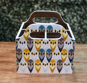 Multicolor Owls MDF Printed Cutlery Holder with Handles