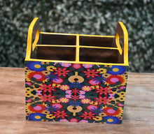 Load image into Gallery viewer, Floral Multicolor MDF Printed Cutlery Holder with Handles