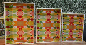 Multicolor Lemon MDF Printed Rectangular Tray (Set of 3)
