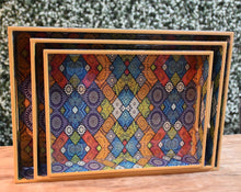 Load image into Gallery viewer, Multicolor Mandala MDF Printed Rectangular Tray (Set of 3)