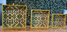Load image into Gallery viewer, Yellow &amp; Green Floral MDF Printed Square Tray (Set of 3)