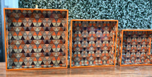Load image into Gallery viewer, Orange &amp; Black Mandala MDF Printed Square Tray (Set of 3)