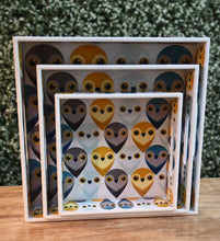 Load image into Gallery viewer, Multicolor Owls MDF Printed Square Tray (Set of 3)