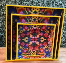 Load image into Gallery viewer, Floral Multicolor MDF Printed Square Tray (Set of 3)