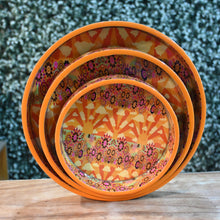 Load image into Gallery viewer, Orange Floral MDF Printed Round Tray (Set of 3)