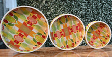 Load image into Gallery viewer, Multicolor Lemon MDF Printed Round Tray (Set of 3)