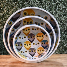 Load image into Gallery viewer, Multicolor Owls MDF Printed Round Tray (Set of 3)